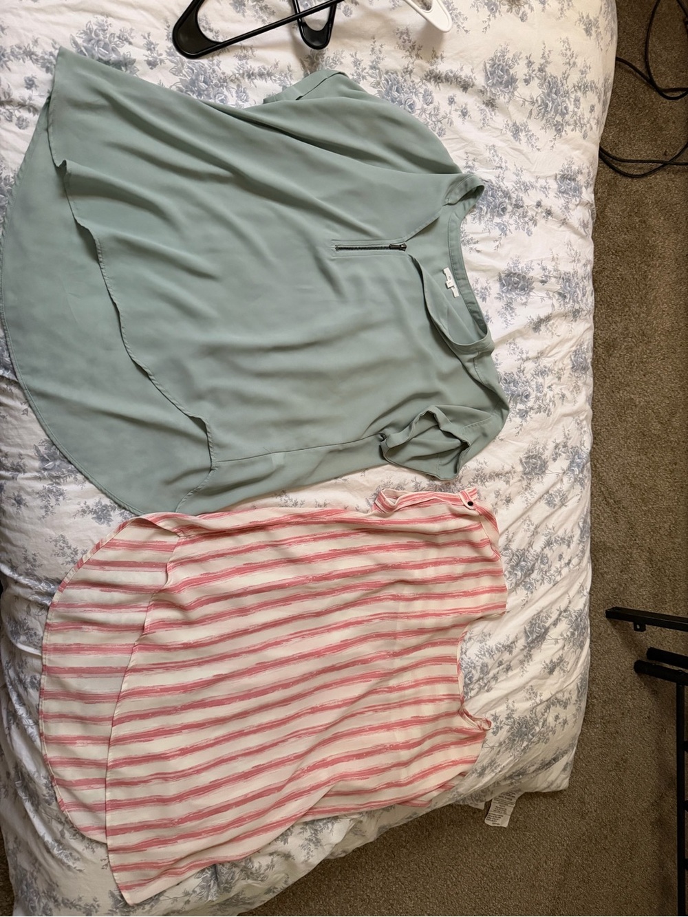 Maurices Sage Green Short Sleeve Zip-Front Blouse